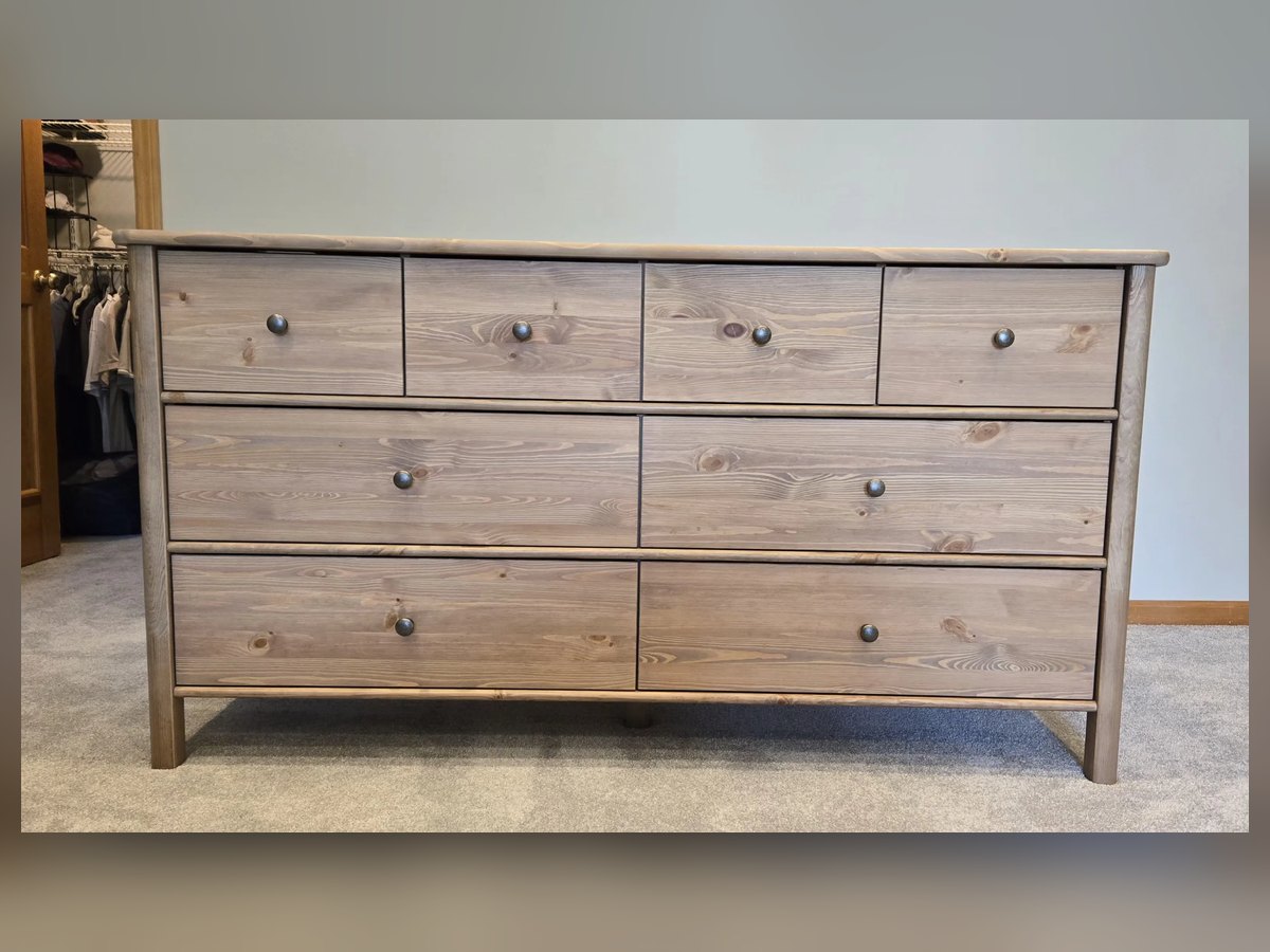 Eight-drawer wood dresser assembled