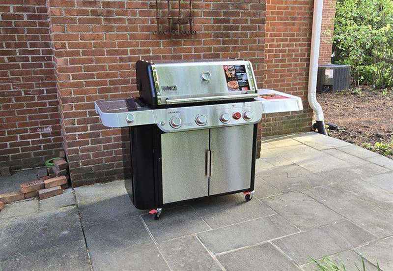 Parrilla de gas armada en patio